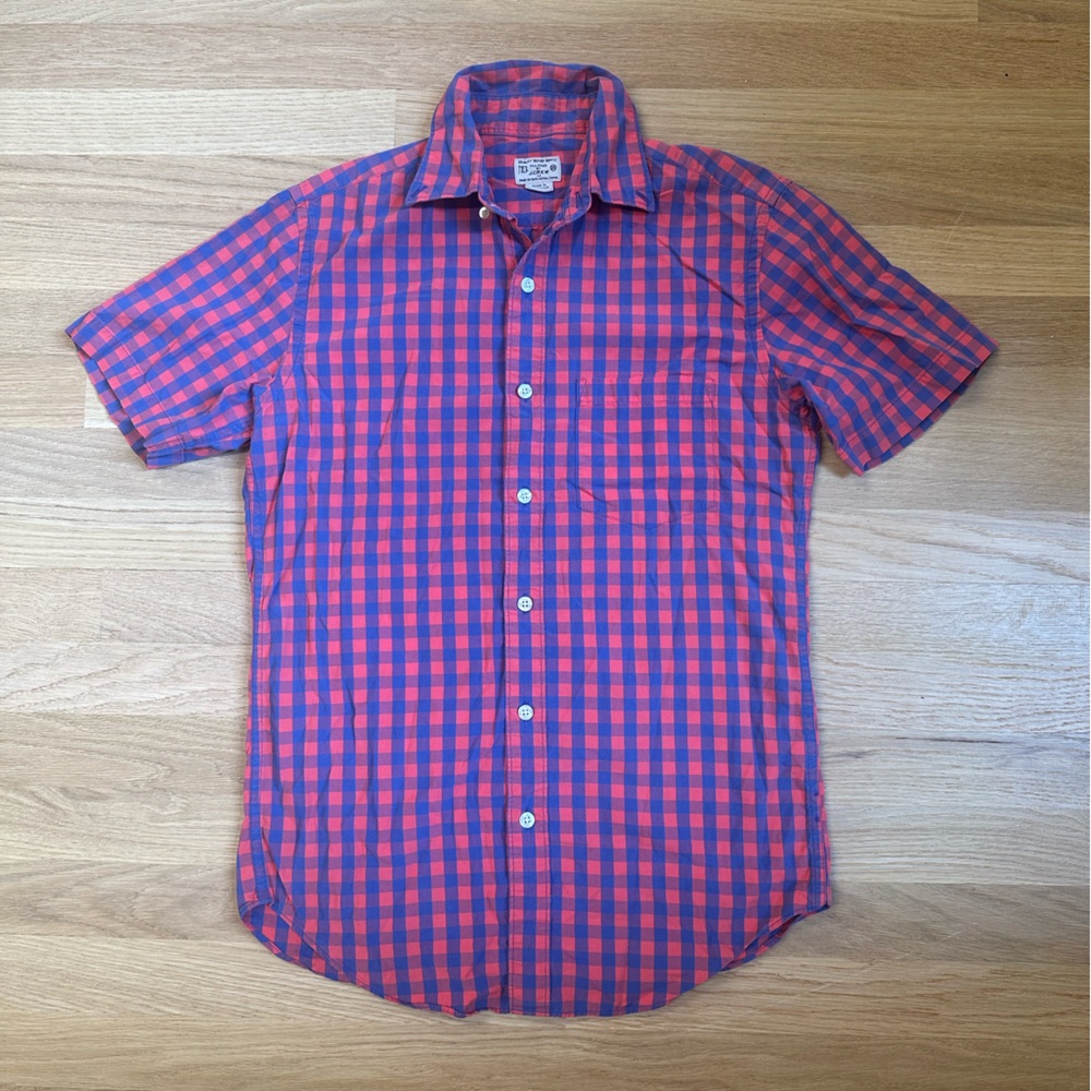 J. Crew Red and Blue Casual Button Down Shirt